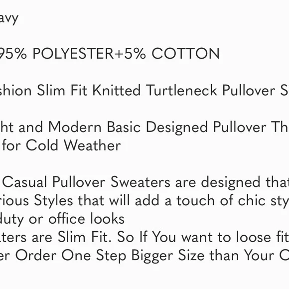 New Men's Casual Slim Fit Turtleneck Pullover Sweaters, Navy